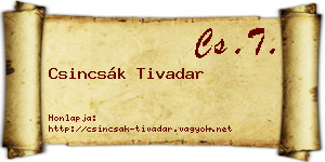 Csincsák Tivadar névjegykártya